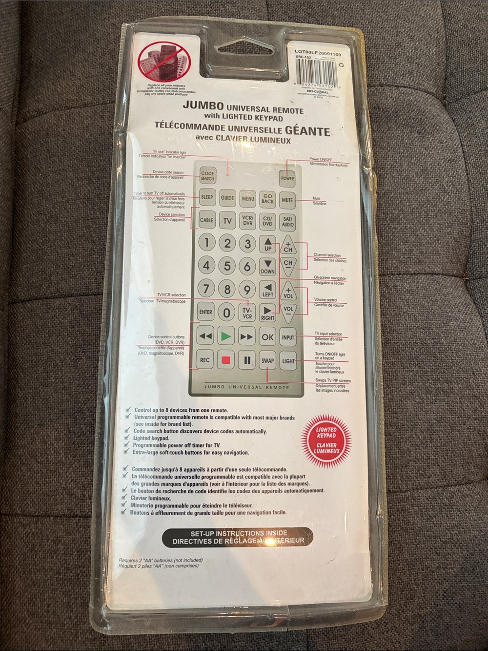 NWT Jumbo Universal Remote Control - Picture 2 of 2